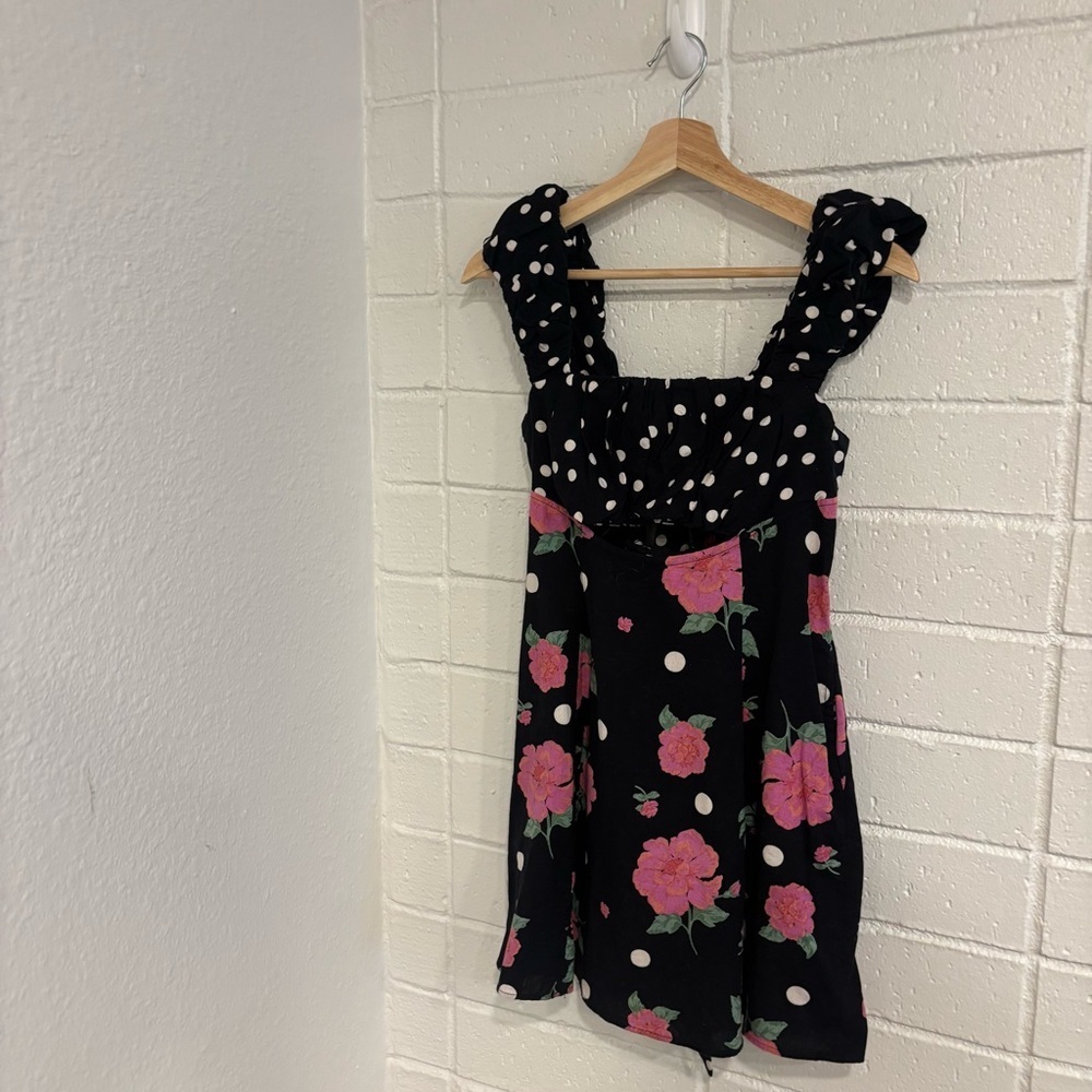 Free People bom bom mini dress in black and pink - Picture 6 of 8